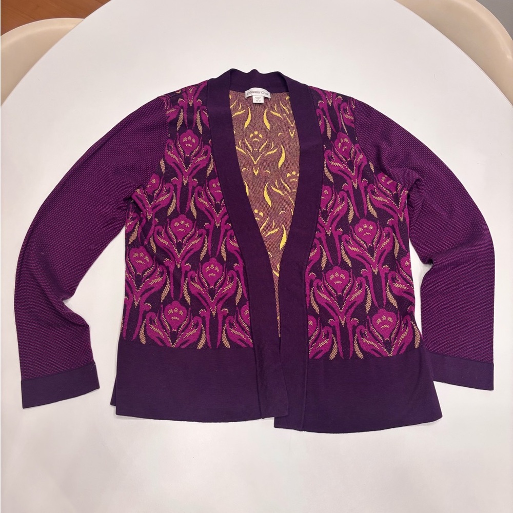 Coldwater Creek Purple and Gold Women's Cardigan